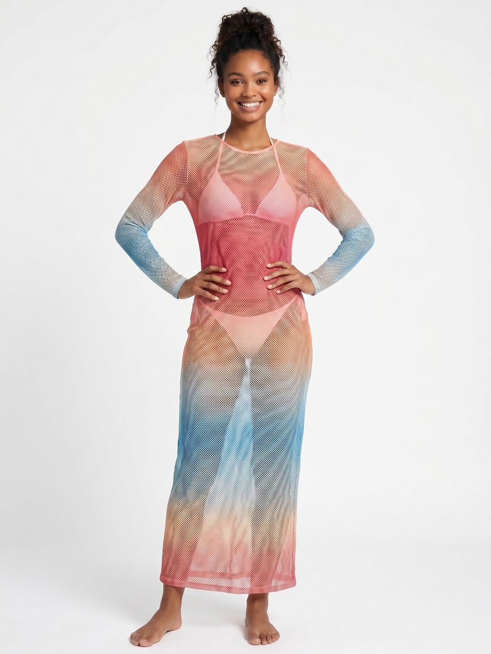 ICON SWIM Zaila Ombre Rainbow Mesh Dress - Picture 13 of 13